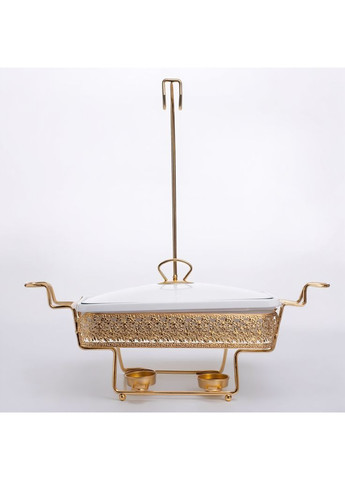 Прямокутний марміт з порцеляни об'ємом 2 л на золотій підставці з підігрівом YL-78 Yiwu (372608777)