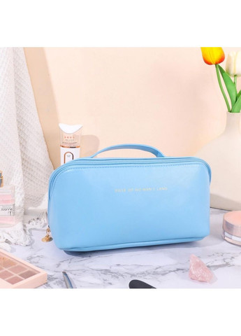 Стильна косметичка зі штучної шкіри, дорожній органайзер для косметики блакитна No Brand (326487926)