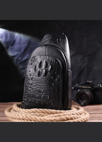 Кожаная сумка слинг мужская через плечо черная размер 17х30х8 см 21400 Vintage (362418520)