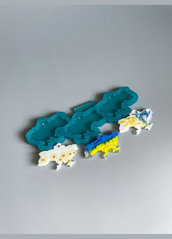 Молд 3в1 карта України 64*40*5 мм з отвором для брелоків силіконова форма молд для епоксидної смоли No Brand (370566474)