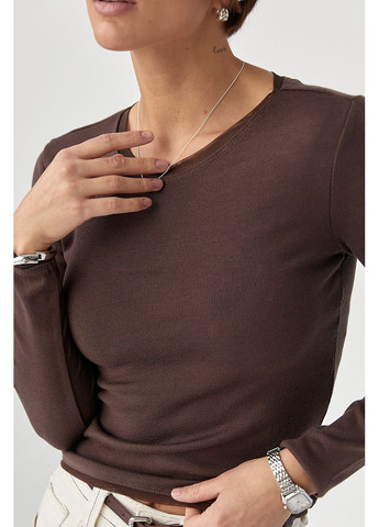 Однотонний лонгслів з сітчастою окантовкою Lurex (369776103)