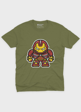 Хаки (оливковая) мужская футболка с принтом супергероя - железный человек (ts001-1-hgr-006-016-005) Modno