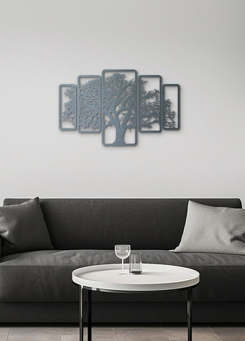 Настенный декор для дома, картина лофт "Дерево картина из 5 частей", декоративное панно 40х65 см Woodyard (292113375)