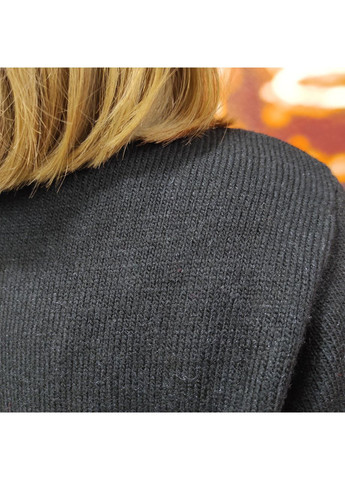 Чорний зимовий светр жіночий короткий теплий вязаний спущений рукав однотонний 42/44 No Brand