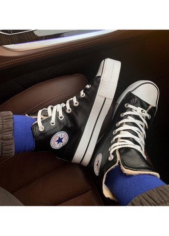 КЕДЫ ЖЕНСКИЕ CONVERSE HIGHT BLACK FUR КОНВЕРС No Brand чёрные зима (368870448)