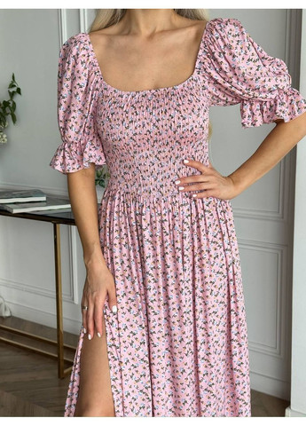 Рожева святковий, повсякденний, кежуал жіноча сукня вільного крою а-силует Style Point з квітковим принтом