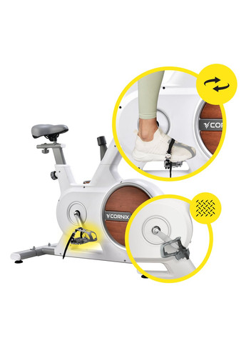 Велотренажер спиннинговый (спинбайк) Eliza White/Grey Cornix SB-ELIZA-WG (341529159)