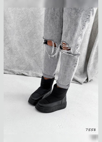 жіночі зимові на хутрі чорні на зиму сапоги дуті чоботи жіночі на товстій підошві Viki дутики (278643648)