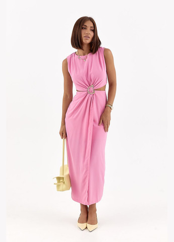 Розовое платье миди с вырезами на талии Lurex