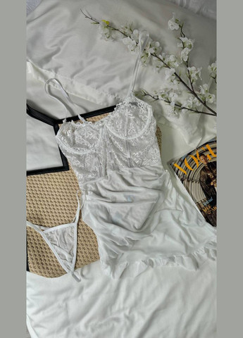 Біла жіноча комбінація, пеньюар, комплект жіночої білизни Simply sexy (337713306)