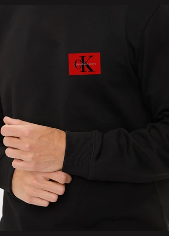 Чорний чоловічий світшот на флісі calvin klein (382663552)