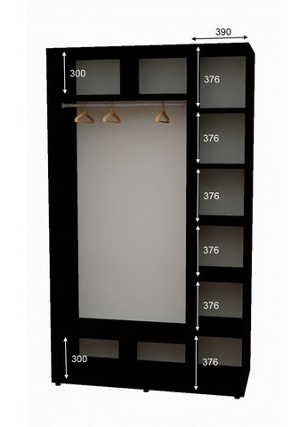 Шкаф-купе двухдверный 160*60*250 см Венге Магия 2 двери ДСП + Зеркало Алекса (360433232)