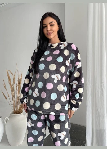 Темно-коричнева всесезон піжама кофта + брюки No Brand
