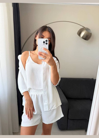 💕Костюм тройка (сорочка+майка+шорти) No Brand (341999471)