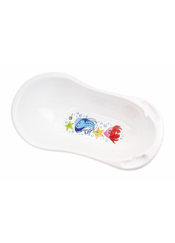 Ванночка для дітей біла для купання новонароджених з анатомічними формами та малюнком ТехноК (368757596)