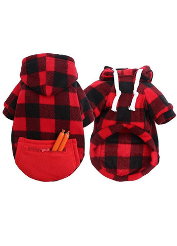 Худі для котів з кишенею Pet Style "Сосиска" Чорночервона клітинка M No Brand - (323236863)