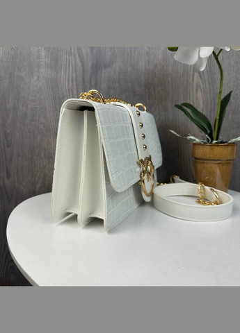 Жіноча міні сумочка з птахами Білий із золотом No Brand (298997842)