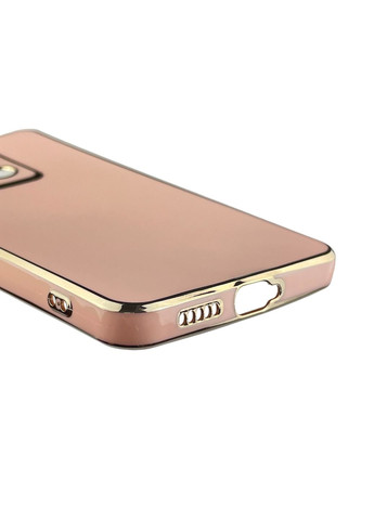 Чохол для POCO X6 глянсовий із золотою окантовкою із захистом камери на сяомі поко х6 рожевий пудровий Xiaomi (366022813)