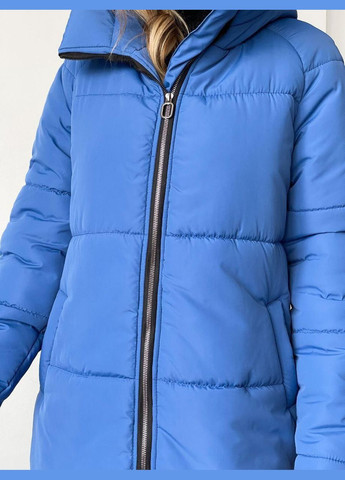 Синє зимнє Пальто жіноче зимове довге синього кольору однобортне No Brand