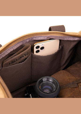 Дорожная сумка текстильная 20666 Коричневая. Vintage (297129755)