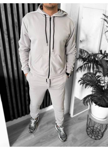 Серый демисезонный костюм спортивный мужской петля двунитка,не кошлатится,штаны и кофта с лампасами Україна