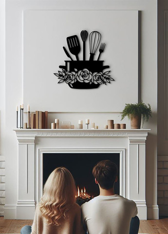 Декоративное панно из дерева, интерьерная картина на стену "Кастрюля хозяйки", стиль минимализм 25х25 см Woodyard (292013683)