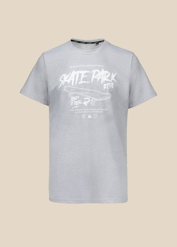 Серая футболка с принтом мужская p-mb02316 серый shop (2000990708717) LAWA