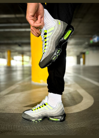 Сірі всесезон кросівки чоловічі nike air max 95 og neon gray green | найк аір макс 95 сірі зелені No Brand