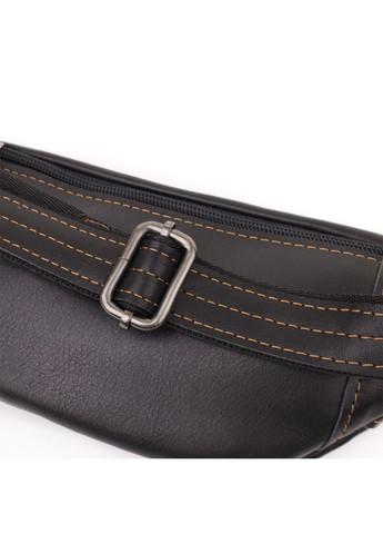 Чоловіча бананка глянцева шкіри чорна 34×12×4 см 23125 Shvigel (362417630)