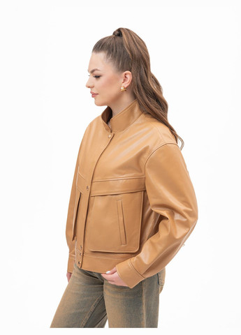 Пісочна демісезонна жіноча шкіряна куртка весна Fabio Monti