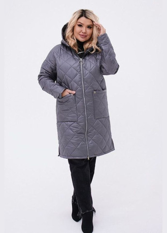 Серая женская теплая стеганная куртка цвет серый р.48/50 449424 New Trend