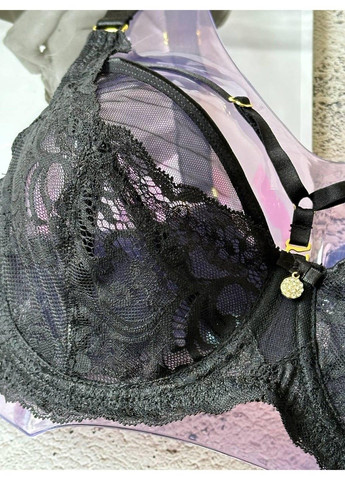 Чёрный черный бюстгальтер без поролона со стрепами Lanny Mode