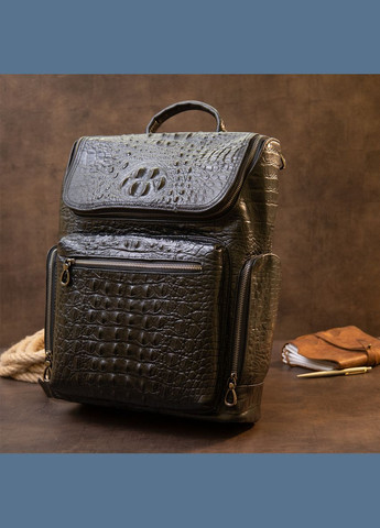 Рюкзак чоловічий шкіряний під рептилію 20431 Чорний Vintage (301871727)