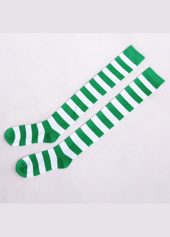 Чулки хлопковые в белые и зеленые полоски No Brand (308205457)