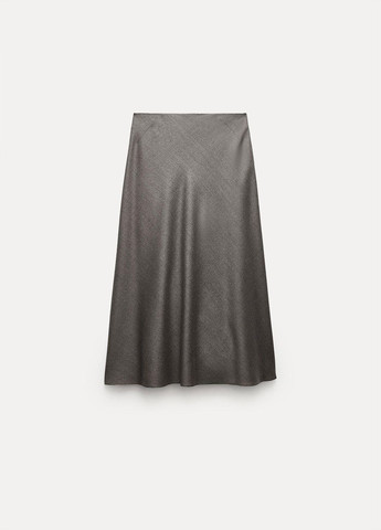 Серо-коричневая офисная однотонная юбка Zara