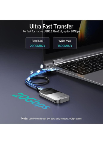 Портативный внешний твердотельный накопитель SSD GiGimundo G20 2ТБ USB-C 3.2 Gen2x2 скорость 2000МБ/с цинковый сплав MaciPadПК No Brand (361292753)