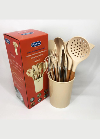Набор кухонных предметов на подставке MG-1142, Силиконовые аксессуары NH-165 для кухни Magio (349511939)