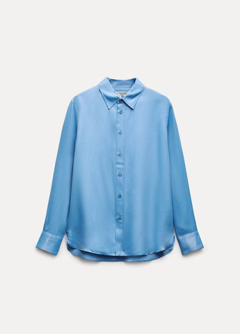 Голубой классическая рубашка однотонная Zara