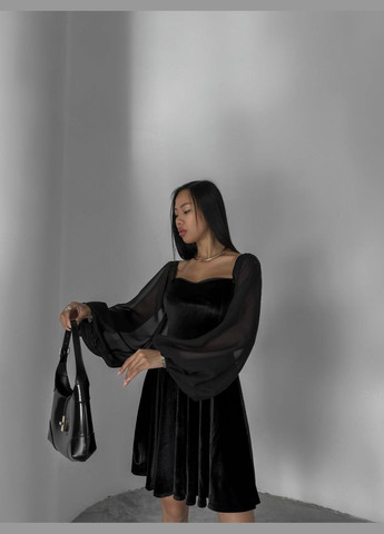 Чорна ошатне оксамитове плаття Fashion