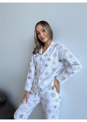 Молочная всесезон домашний костюм пижама из хлопка рубашка + брюки Vakko