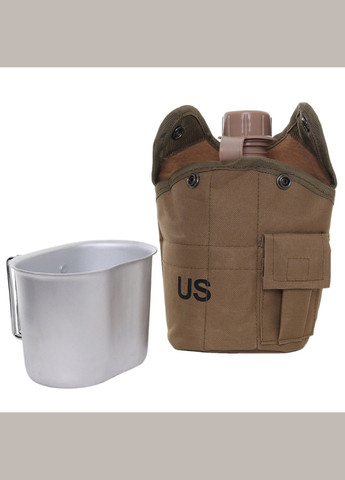 Фляга пластиковая US 1L с котелком Coyote No Brand (315882023)