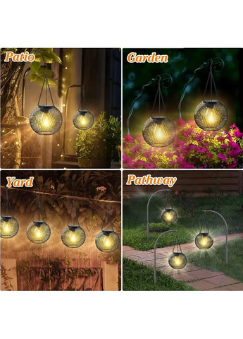 Металевий садовий ліхтар-куля підвісний Сфера на сонячній батареї, теплий білий Po Fanu (363192877)