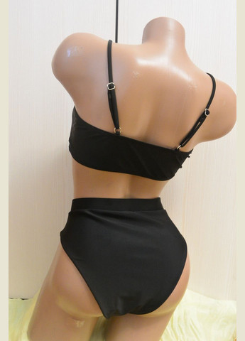 Черный летний женский купальник с завышенной талией. No Brand