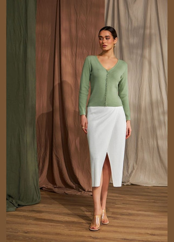 Зеленый демисезонный женский укороченный кардиган с вискозой и шелком (2463) Triko Bakh