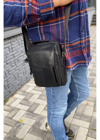 Шкіряна сумка чоловіча чорна барсетка з ручкою Modern leather No Brand (366062873)