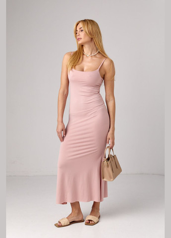 Летний женский длинный силуэтный сарафан на бретелях Liton однотонный