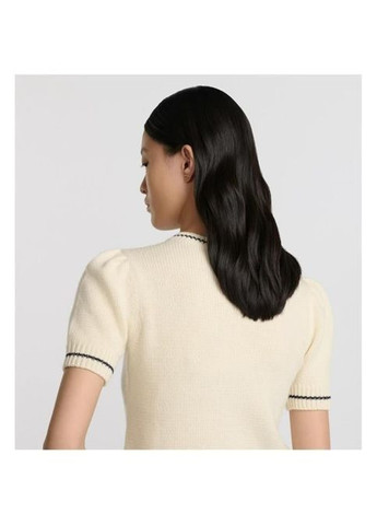 Молочний демісезонний жіноча кофта з логотипом dior logo embroidered wool short sleeve sweater сірий No Brand