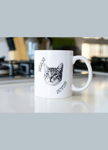 Кружка з принтом "Miaw" 330 мл Біла No Brand (324263862)