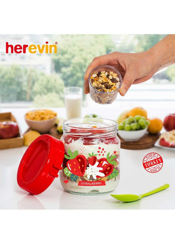 Банка Fruit-Yoghurt с ложкой и контейнером 0.425 л (131615-000) Herevin (365275769)