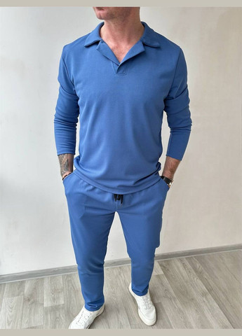 Світло-синій демісезонний чоловічий костюм No Brand